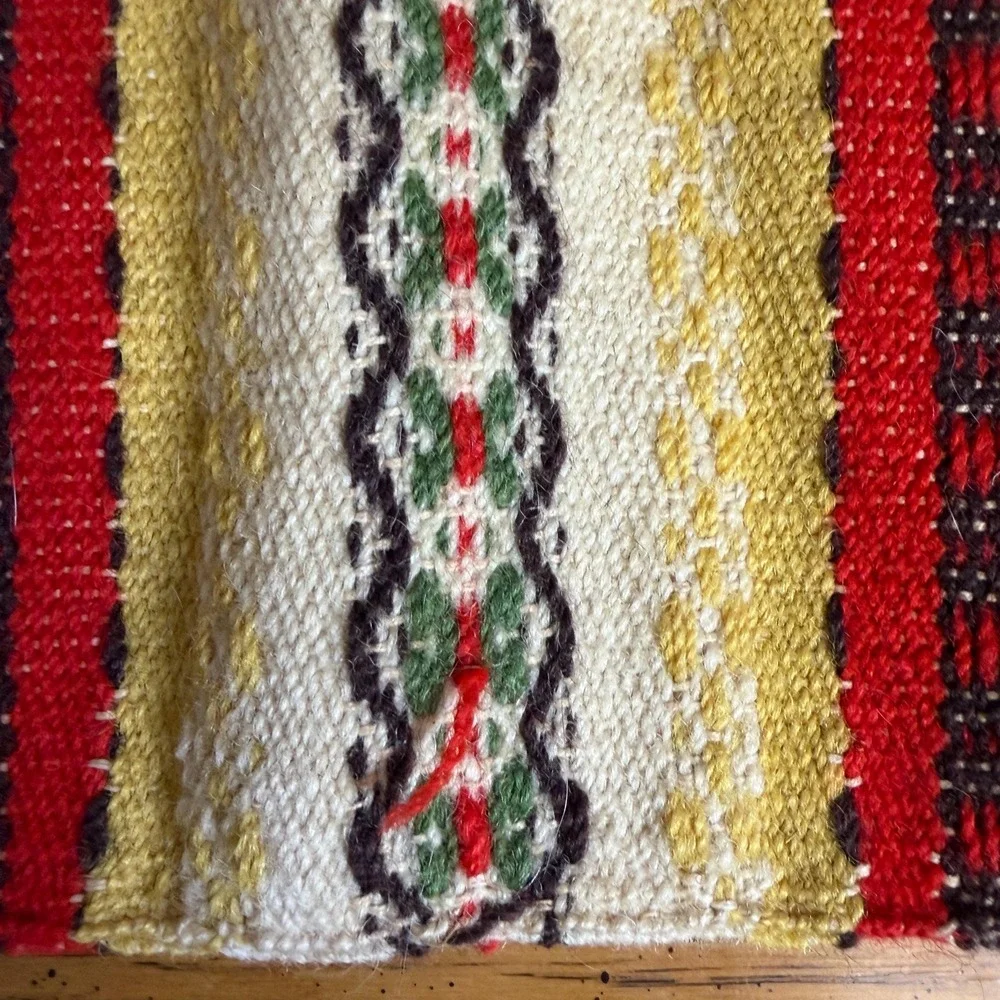 Vintage Swedish Folk Weaving Handwoven Scandinavian Pillow Cover Wool Unfinished